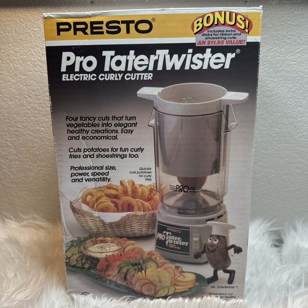 $75 🌙 PRESTO PRO Tater-Twister Electric Curly Fry Cutter 4 Cutting Discs NEW